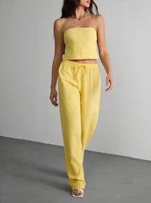 SHEIN Tall Women Two Pieces Outfits For Daily Wear - Yellow - View 6