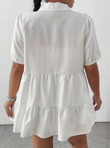 Flirla Chemise d'été minimaliste avec nœud décoratif et volant à l'ourlet pour femmes de grande taille