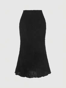 SHEIN MOD Black Cropped Jacquard Knit Tank Top And Maxi Skirt Elegant 2-Piece Set - Black - View 6