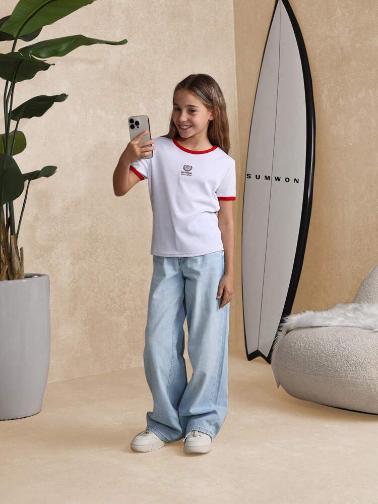 T-shirt con logo a coste Ringer