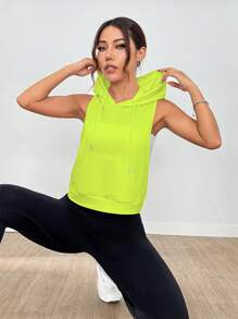 Core Rhythm Women's Sleeveless Print Hooded Sports Sweatshirt