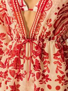 CAJUNI Pareo de playa con estampado tropical de árbol de coco, estilo boho casual para mujer