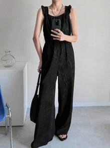 FRIFUL Women's Solid Color Sleeveless Jumpsuit, Fashionable And Suitable For Summer Jumpsuit Lounge Sets For Women - Black - View 6