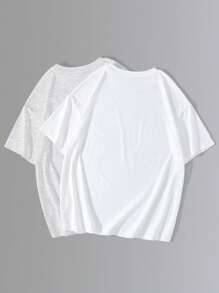 INAWLY Women's Letter Print Round Neck Short Sleeve Casual Loose T-Shirt