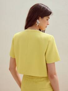 MOTF STUDIO 纽扣短袖夹克 - 黃色 - 查看 5