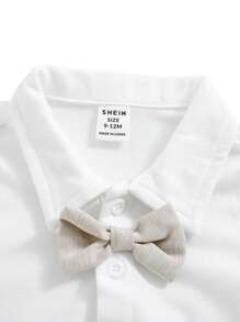 3 件套男婴/女婴绅士装 - 白色长袖衬衫、T 恤、背心和裤子套装，优雅春夏季西装，适合生日派对、洗礼、1 岁生日、正式活动、婚礼嘉宾、花童