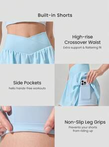 GLOWMODE Crossover 飘逸内置短裤二合一速干短裤低冲击透气骑行跑步健身房锻炼夏季