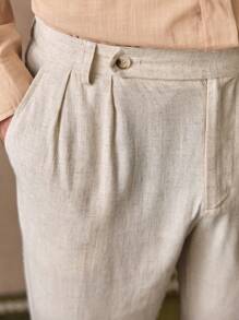 HIMLAND Men's Casual Woven Tapered Suit Pants, Old Money