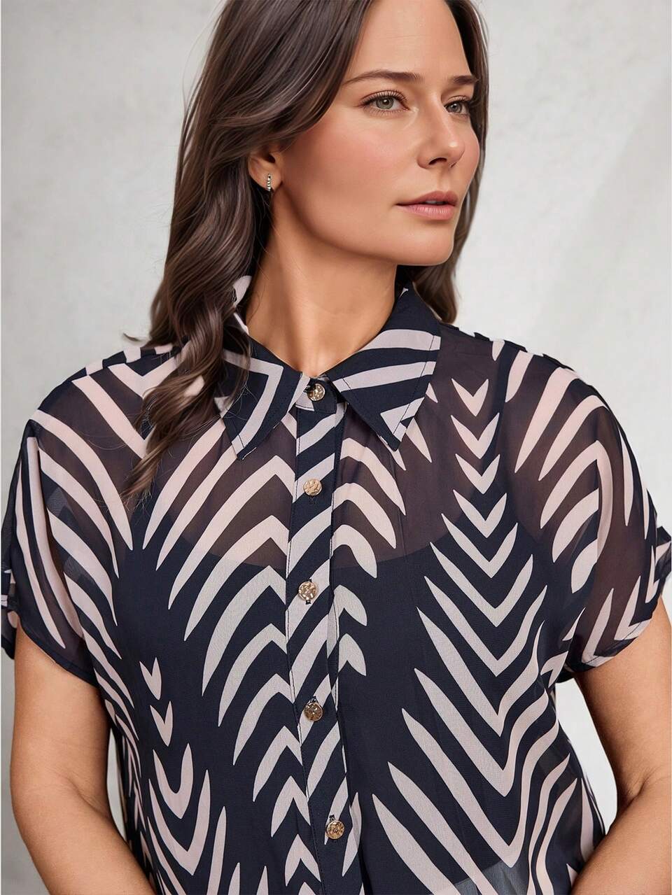 1 Pc Women's Short Sleeve Fashionable Shirt, Suitable For Summer