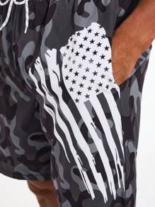 Manfinity VDAYZ Men's Beach Shorts, Fashionable For Summer, Hawaiian
