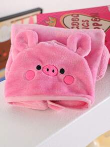 PETSIN 1pc Pet Absorbent Towel, Soft Thickened Quick-Dry Small Pig Hooded Bath Robe With Adjustable Strap, Dog Bathing Grooming Towel