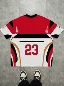 Teen Boy Casual Minimalist Cartoon Print Round Neck Short Sleeve T-Shirt, Suitable For Summer - Multicolor - View 2