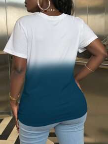 INAWLY Solva 大码女式蝴蝶渐变印花圆领短袖休闲T恤