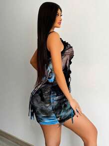 Zolique Women's Tie-Dye Sleeveless Dress, Fashion Design Suitable For Summer