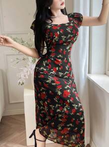 Modelyn Ruffle Tie-Waist Bow Elegant Romantic Vacation Dress - Multicolor - View 3