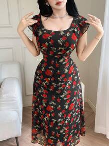 Modelyn Ruffle Tie-Waist Bow Elegant Romantic Vacation Dress - Multicolor - View 1