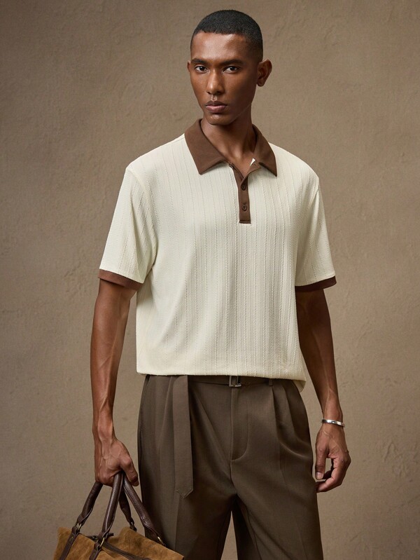 AKNOTIC Business Casual Tricou polo bărbătesc, alb, tricotat, cu imprimeu texturat "Old Money", croială slim fit, cu mânecă scurtă, potrivit pentru zi cu zi, naveta, primăvara/vara, vacanță, petrecere, nuntă, cadou asortat pentru cupluri, cadou pentru iubit, ținută de plajă, cadou de Ziua Tatălui, școală