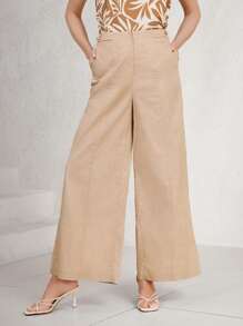 Miaspire Damen Einfarbige, weitgeschnittene, locker sitzende Lässig Hosen mit Taschen, vielseitig & elegant für den Sommer