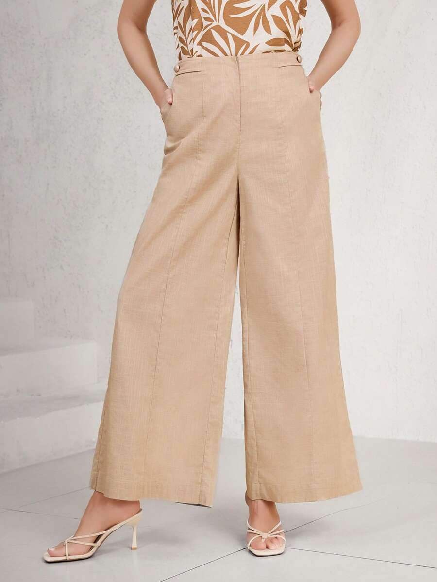 Miaspire Damen Einfarbige, weitgeschnittene, locker sitzende Lässig Hosen mit Taschen, vielseitig & elegant für den Sommer