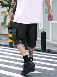 Manfinity EMRG Shorts casuales con bolsillos cargo y cordón en la cintura de Manfinity Streetrush para hombres, shorts de estilo urbano y hip-hop, regalos para novio