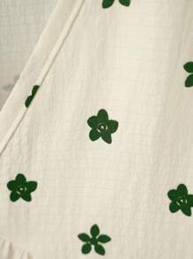 SHEIN ChicEase 女式褶饰 3D 花卉泡泡袖衬衫 - 彩色 - 查看 3