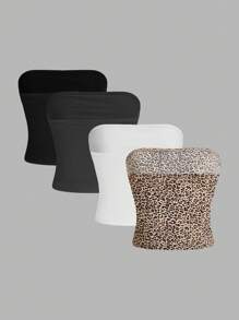 SHEIN Essnce 4 件套纯色休闲百搭女士吊带背心，适合夏季度假 - 彩色 - 查看 2