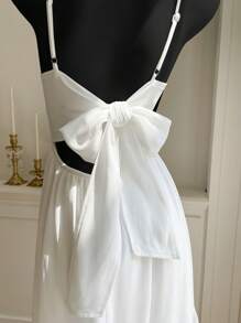 Comfortcana 白色编织细肩带女士度假连衣裙