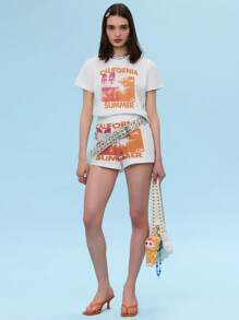 COUREZ California Print Shorts /Summer Outfits For Women Spring Summer Shorts/Y2K/Casual Cotton Cotton Vintage