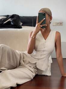 DAZY Women Two Pieces Outfits For Daily Wear Lounge Sets For Women - Apricot - View 7