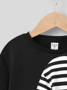 SHEIN 3入組幼兒男童圓領毛絨衣套裝,設有常規肩部設計 - 彩色 - 查看 3