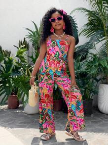 Tween Girls 3pcs/Set Floral Print Rompers - Multicolor - View 6