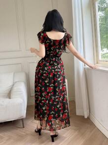 Modelyn Ruffle Tie-Waist Bow Elegant Romantic Vacation Dress - Multicolor - View 6