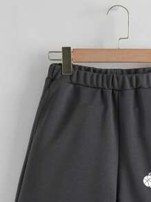 Tween Boys Casual Basketball Print & Cartoon Pattern Shorts, Suitable For Summer - Dark Grey - View 3