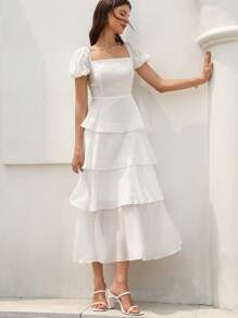 Aveloria Rosie 女式仙女纯色纹理面料连衣裙，夏季