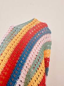 Skyraze 女士条纹微镂空海滩度假连衣裙，夏威夷女装 - 彩色 - 查看 8