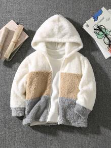 SHEIN Áo khoác nỉ có mũ, kiểu dáng thường ngày thoải mái cho bé trai, phù hợp cho đi học, mặc hàng ngày và mùa thu đông. - Xám - Xem 1