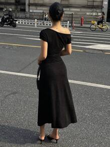 DAZY Asymmetrical Hem Midi Dress For Women