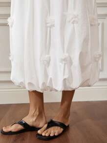 Dazy-Less Women's Summer Casual Business Sheer Mesh Flower Decor Peplum Skirt - White - View 3