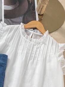 青少年女孩无袖纯色上衣和裤子套装，简约时尚两件套服装 - 彩色 - 查看 5