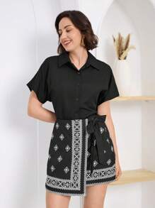 Miaspire 女士日常两件套服装 - 黑與白 - 查看 6