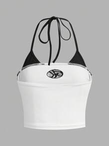 SHEIN ICON 女士 Y2k 外出休闲健身服撞色系带无袖背心，运动风格日常穿着