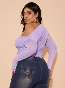 SHEIN BAE Plus Size Women's Solid Color Long Sleeve Top, Fashionable For Summer