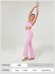 GLOWMODE FeatherFit™ Ready For Anything Round-Neck Crossover Thin Straps Active Tank Top Low Impact Yoga Pilates Studio Daily Casual Wear Removable Cups - Bubblegum Pink - View 5