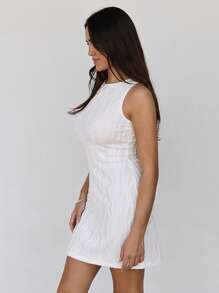 Roylia Women's Elegant Simple Backless Sleeveless Mini Dress - White - View 6
