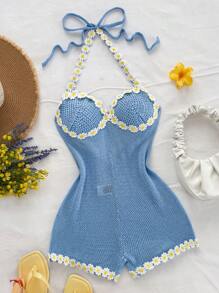 Soleia Women's Daisy Sleeveless Jumpsuit Beach Vacation Outfits Spring Summer Outfits For Women Beach West Music Festival Bohemia Boho