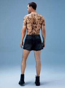 FeverCity Fever City 男士数码印花网眼露肩 V 领短袖连体裤 - 彩色 - 查看 2