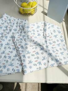 Dazy Plus 加大码动物印花翻领宽松休闲睡衣套装，含上衣和裤子