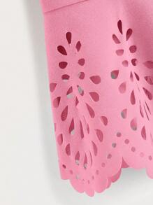 SHEIN Clasi Women's Fashion Button-Decor Square Collar Ruched Puff Sleeve Blouse - Pink - View 3