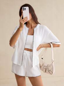 SHEIN Tall Women Two Pieces Outfits For Daily Wear - White - View 7