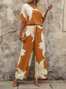 SHEIN Clasi 2pcs Floral Printed Women Set, Suitable For Summer